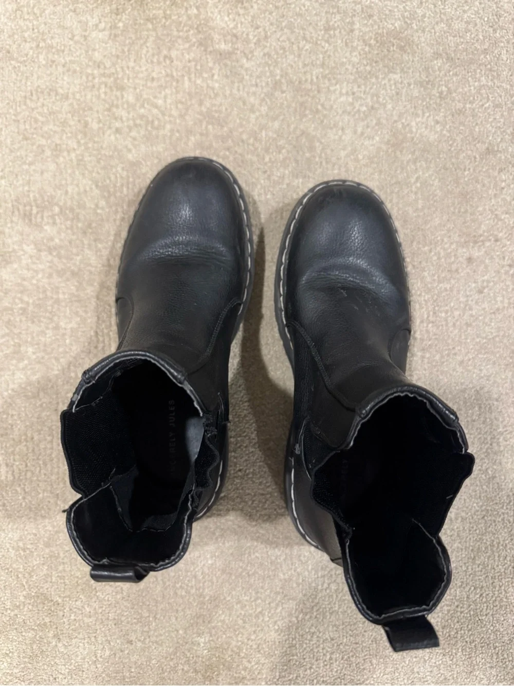 Simply Jules Women's Black Chelsea Lug Booties with Stitch-Trim Sole